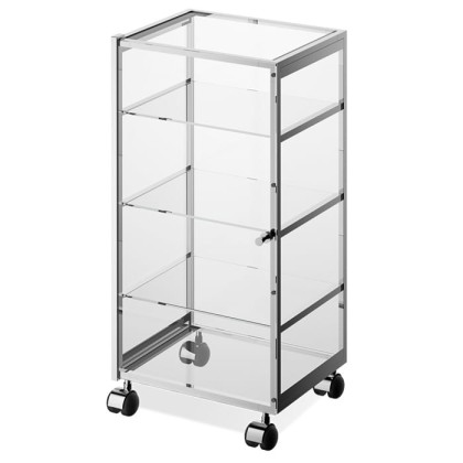 Decor Walther RW 1 Шкафчик передвижной 38x30x80см, стекло прозрачное, напольный, цвет: хром