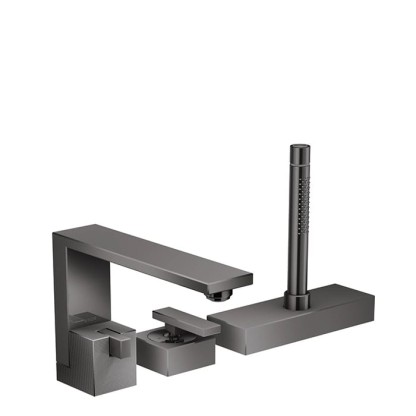 Axor Edge Смеситель на борт ванны, на 3 отв., с ручным душем, излив 210мм, алмазная огранка, цвет: черный