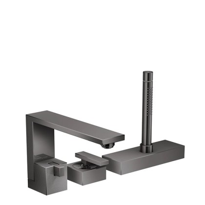 Axor Edge Смеситель на борт ванны, на 3 отв., с ручным душем, излив 210мм, алмазная огранка, цвет: черный