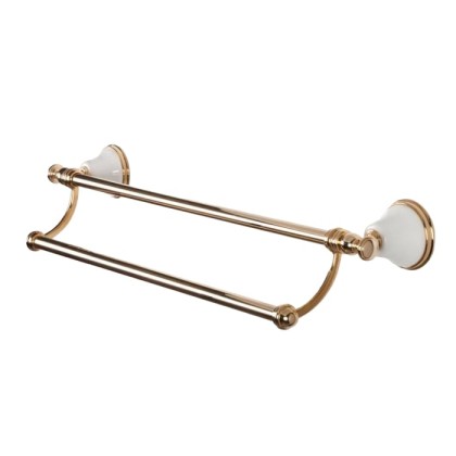 TW Harmony 012, полотенцедержатель двойной 58см, подвесной, цвет: золото/белый