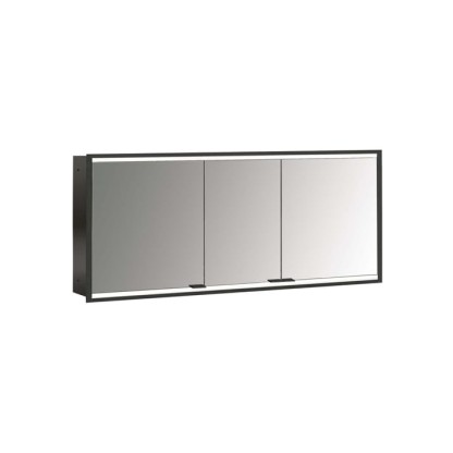 Emco Prime Зеркальный шкаф 160см., с подсветкой LED 2 Facelift , цвет черный встраив. модель, 3-дверки, IP 20 зеркальная задняя стенка