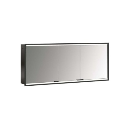 Emco Prime Зеркальный шкаф 160см., с подсветкой LED 2 Facelift , цвет черный встраив. модель, 3-дверки, IP 20 зеркальная задняя стенка