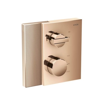 Axor Edge Смеситель для душа, встраиваемый, термостат, на 1 источник, с запорным вентилем, алмазная огранка, внешняя часть, цвет: красное золото