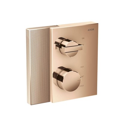Axor Edge Смеситель для душа, встраиваемый, термостат, на 1 источник, с запорным вентилем, алмазная огранка, внешняя часть, цвет: красное золото