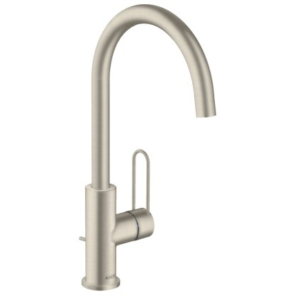 Axor Uno Смеситель для раковины 240, на 1 отв., излив 174мм, с донным клапаном, цвет: шлифованный никель