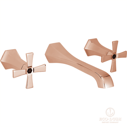 CISAL Cherie Смеситель для раковины на 3 отверстия из стены, излив 200 мм, цвет: розовое золото/черный