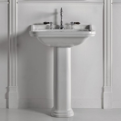Kerasan Waldorf Раковина 80х55 см, 3 отв., с пьедесталом, цвет: белый/хром