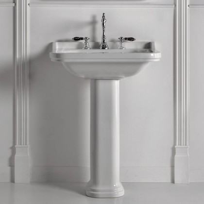 Kerasan Waldorf Раковина 80х55 см, 3 отв., с пьедесталом, цвет: белый/хром
