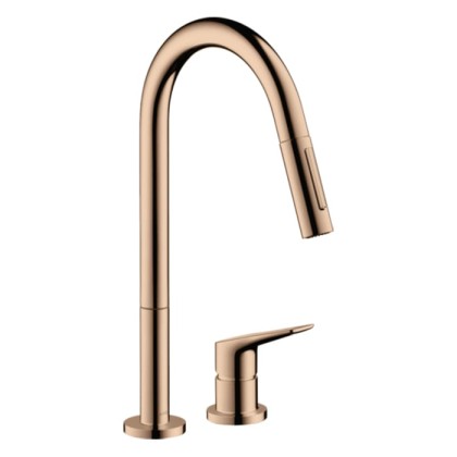 Axor Citterio M Смеситель для кухни 220, на 2 отв., с вытяжным изилвом, цвет: полированное красное золото
