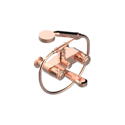 THG CORVAIR Смеситель для ванны настенный, с ручным душем и шлангом 1500 мм., цвет: Blush PVD