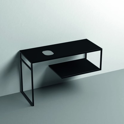 Kerasan Louise Металлическая структура для раковины 120х74см, напольная, с полкой, с 1 отв., с полотенцедержателем, цвет: черный матовый