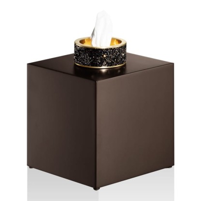 Decor Walther Rocks KB Диспенсер для салфеток 13x13x15.6см, с кристаллами Swarovski, настольный, цвет: темная бронза / золото матовое