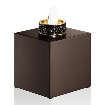 Decor Walther Rocks KB Диспенсер для салфеток 13x13x15.6см, с кристаллами Swarovski, настольный, цвет: темная бронза / золото матовое