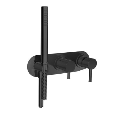 Bongio ON Смеситель для душа, встраиваемый, с переключателем на 2 потока, с ручным душем и шлангом 150см., внешняя часть, цвет: цвет: матовый черный хром