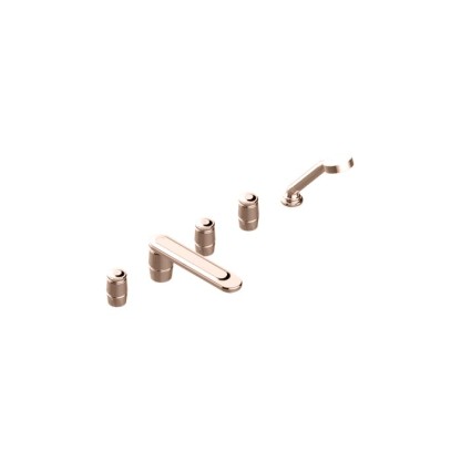 THG CORVAIR Смеситель на борт ванны на 5 отверстий, двойной, с ручным душем, цвет: Blush PVD