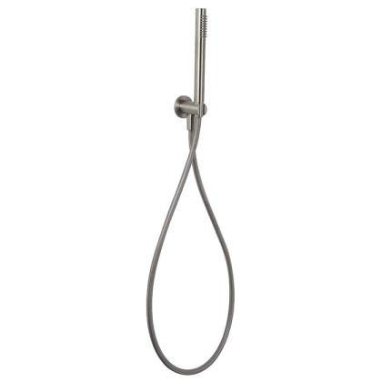 Carlo Frattini Spillo Steel Душевой комплект с ручным душем, шлангом 1500 мм. и настенным держателем с подводом воды, цвет: INOX