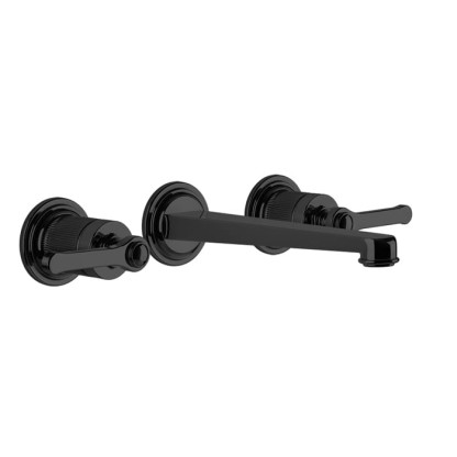 Gessi Venti20 Смеситель для раковины настенный, встраиваемый, двухвентильный, излив 201 мм., внешняя часть, цвет: черный матовый