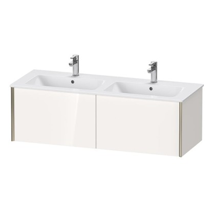 Duravit XViu Тумба подвесная 128x48x40см, с двойной раковиной, 2 ящика, цвет: белый глянцевый/champagne matt