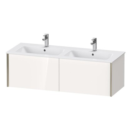Duravit XViu Тумба подвесная 128x48x40см, с двойной раковиной, 2 ящика, цвет: белый глянцевый/champagne matt
