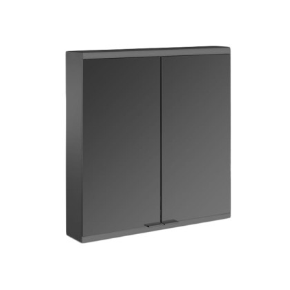EMCO Prime2 Зеркальный шкаф 60x70см., с подсветкой, навесной, 2 двери, 2 полки, розетка, цвет: черный