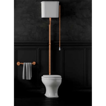 Azzurra Charme Унитаз напольный 52x40 см, слив универсальный, с бачком, с механизмом, сиденье микролифт, с креплением VFV, цвет: Bianco lucido/бронза