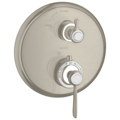 Axor Montreux, Термостат с запорным вентилем, СМ, с рычаговой рукояткой, внешняя часть, цвет: никель шлифованный