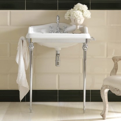 3SC Consolle Консоль Денди 85х54хh104см, с раковиной LA01, сифоном и полотенцедердателями, напольная, цвет: хром