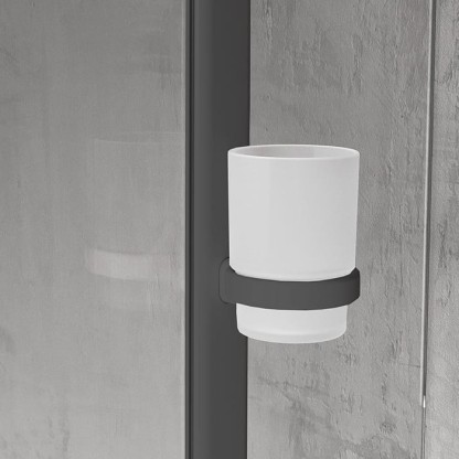 Novellini Giada Стакан, подвесной, для профиля, цвет: черный матовый