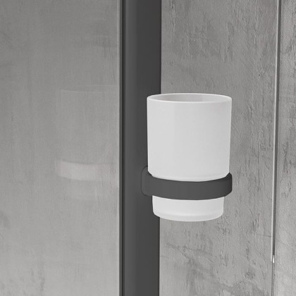 Novellini Giada Стакан, подвесной, для профиля, цвет: черный матовый