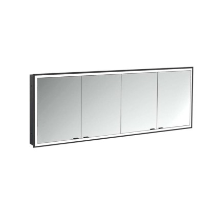 Emco Prime Зеркальный шкаф 180см., с подсветкой LED Facelift встраив. модель, 4-дверки, IP 20, цвет черный зеркальная задняя стенка