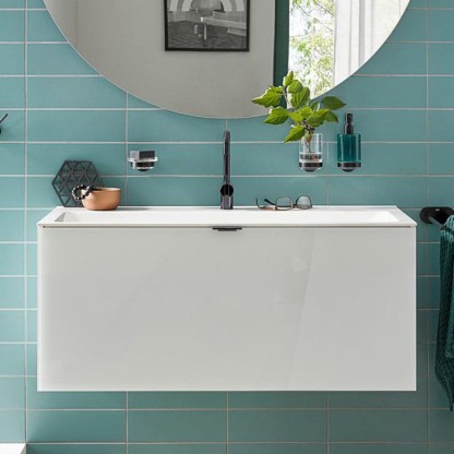 Emco Vanity units Тумба подвесная 100х52хh44см, 1 ящик со стекл фасадом, ручка хром, корпус лак, цвет: белый