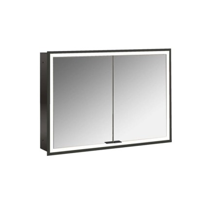 Emco Prime Зеркальный шкаф 100см., с подсветкой LED встраив. модель, 2-дверки, IP 20 с Lichtpaket, зеркальная задняя стенка, цвет черный