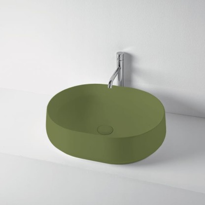 Kerasan F10 Раковина накладная 56х44см, без отв., цвет: зеленый матовый