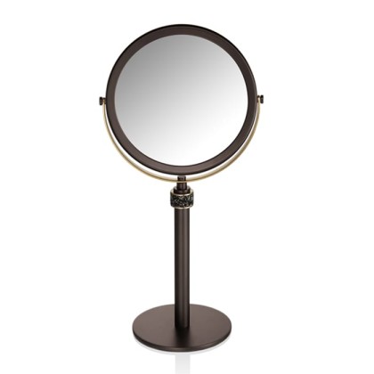 Decor Walther Rocks SP 13/V Косметическое зеркало на подставке, с кристаллами Swarovski, настольное, цвет: темная бронза / золото матовое