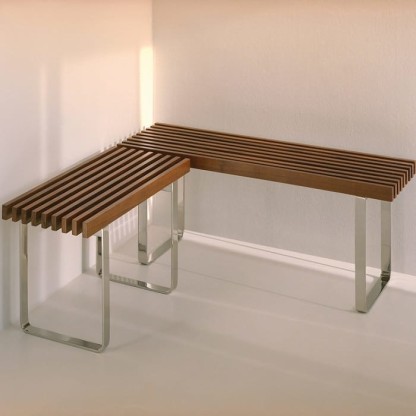 Effegibi Topkapi Скамейка 115x35x44см, цвет:нержавеющая сталь/бирманский тик