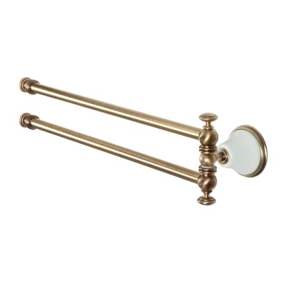 TW Harmony 013, вращающийся полотенцедержатель двойной 49см, подвесной, цвет: белый/бронза