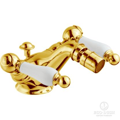 CISAL Arcana Toscana Смеситель для биде на 1 отверстие, с донным клапаном, цвет: золото/белый