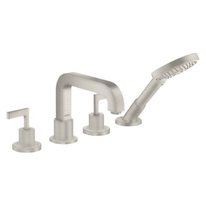 Axor Citterio Смеситель на борт ванны, на 4 отв., с ручкой: рычаг, с ручным душем, цвет: сталь