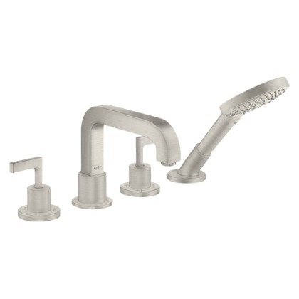 Axor Citterio Смеситель на борт ванны, на 4 отв., с ручкой: рычаг, с ручным душем, цвет: сталь