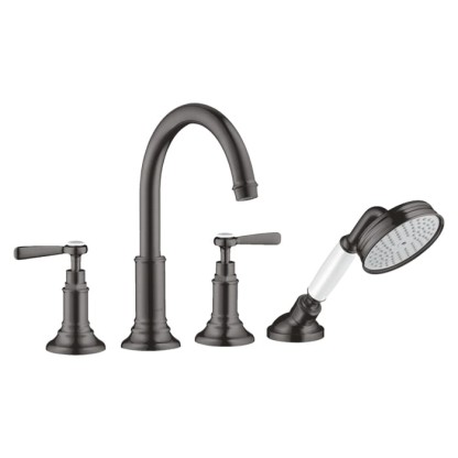 Axor Montreux Смеситель на борт ванны, на 4 отв., с ручным душем, ручка: рычаг, цвет: шлифованный черный хром