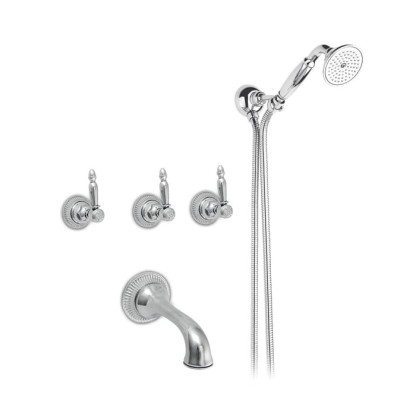 Nicolazzi Impero Смеситель для ванны с изливом из стены на 4 отверстия, встраиваемый, излив: 180 мм, цвет: хром