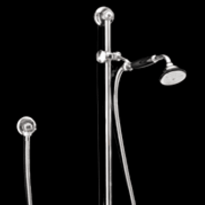 Devon&Devon Black Morris Штанга со скользящей душевой лейкой со шлангом и выпуском, цвет: хром, ручки черные