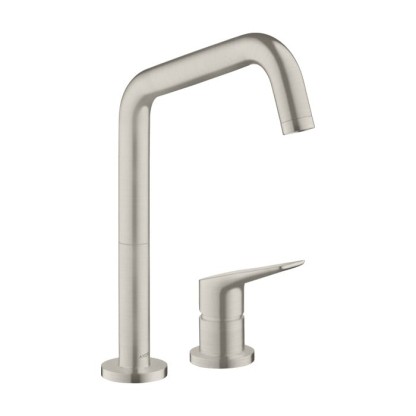 Axor Citterio M Смеситель для кухни, однорычажный, на 2 отв, излив: 204мм, цвет: сталь