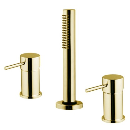 Fima Carlo Frattini Spillo Up Смеситель на борт ванны, на 3 отв., с ручным душем, цвет: золото