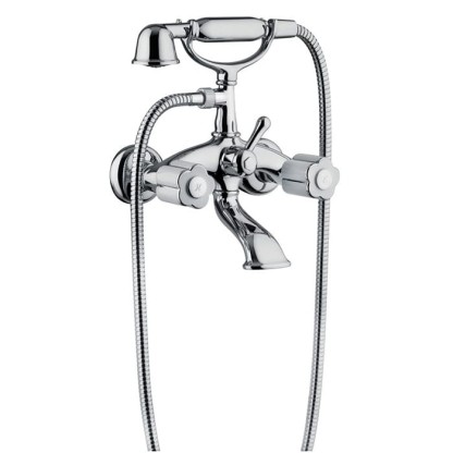 Bongio Fleur Noir Смеситель для ванны с ручным душем, цвет: хром/черный фарфор