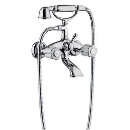 Bongio Fleur Noir Смеситель для ванны с ручным душем, цвет: хром/черный фарфор