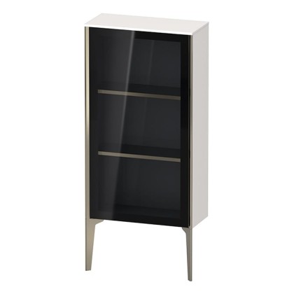 Duravit XViu Шкаф подвесной со стеклянной дверью 50x24x89см, 2 стеклянные полки (петли слева), цвет: белый глянцевый/champagne matt