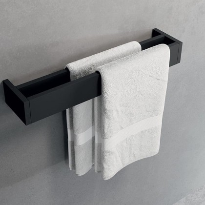 Novellini Kuadra Полотенцедержатель двойной 45см. из алюминия, цвет: черный матовый