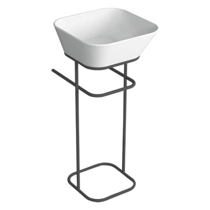 Simas Wave Структура металлическая напольная 30х40х75 см, с раковиной без отв. под смеситель, цвет: черный матовый