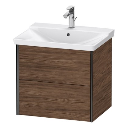 Duravit XViu Тумба подвесная 61x46.9x56.5см, с раковиной, 2 ящика, цвет: walnut dark/черный матовый